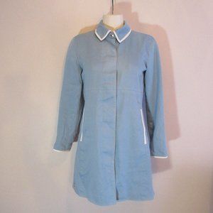 COACH leatherware est 1941 leather trim blue trench coat size 6